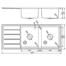 Seto Double Bowl & Single Drainer Kitchen Sink 1200 x 500mm P5355N-RHB
