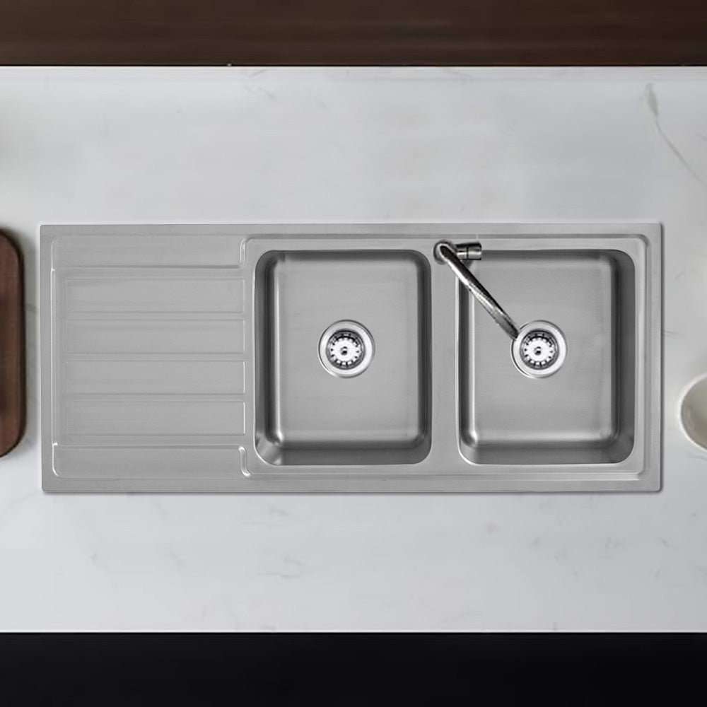Seto Double Bowl & Single Drainer Kitchen Sink 1200 x 500mm P5355N-RHB - Bathroom Hub