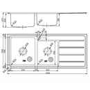 Seto 1 & 3/4 Bowl & Single Drainer Kitchen Sink 1160 x 500mm P5361N-LHB