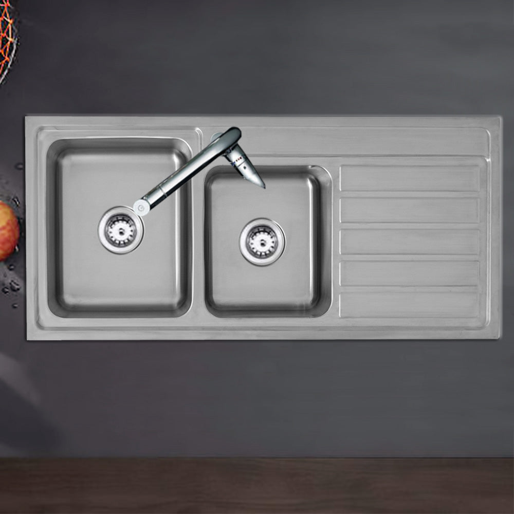 Seto 1 & 3/4 Bowl & Single Drainer Kitchen Sink 1160 x 500mm P5361N-LHB - Bathroom Hub