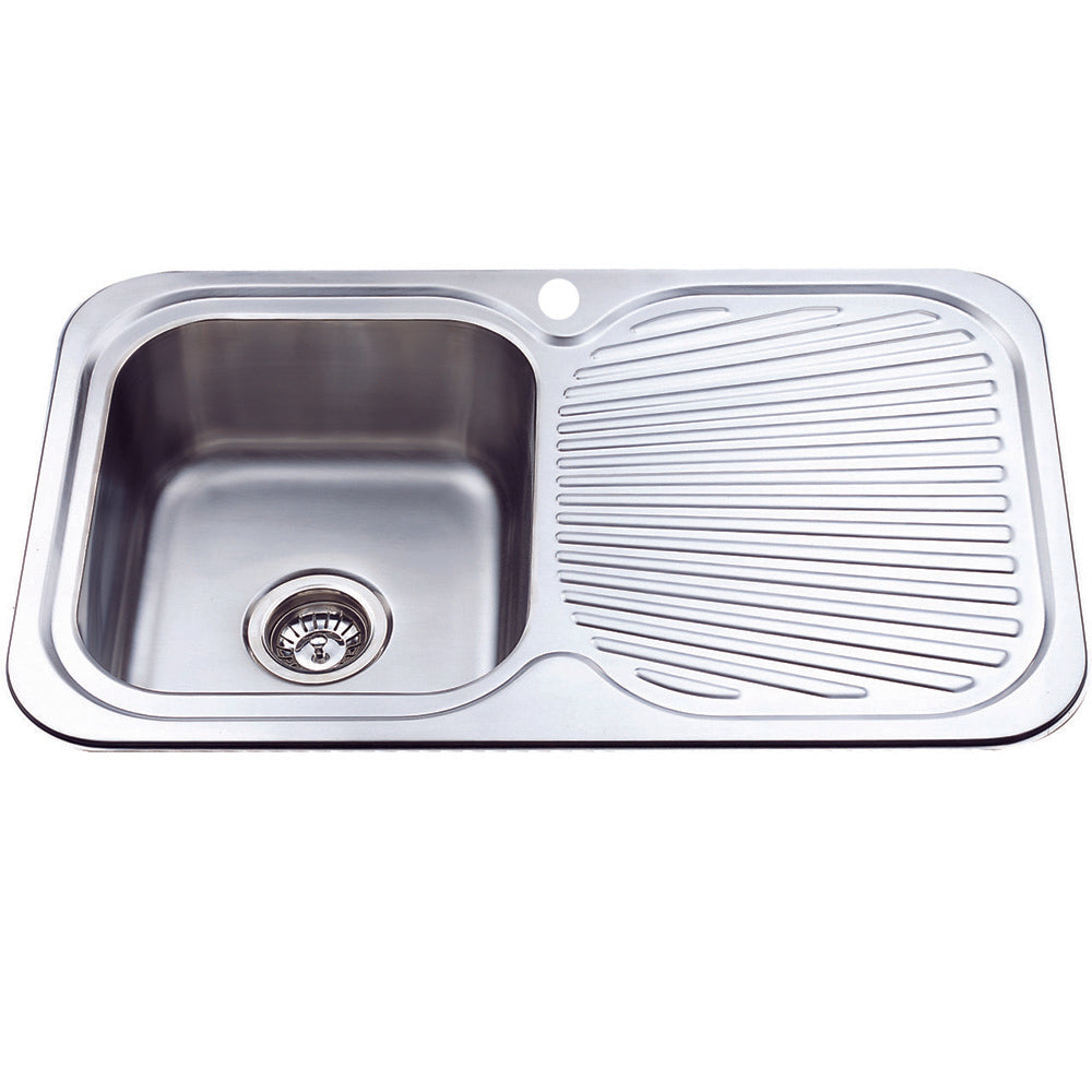 Cora Single Bowl & Single Drainer Kitchen Sink 780 x 480mm P780LHB - Bathroom Hub