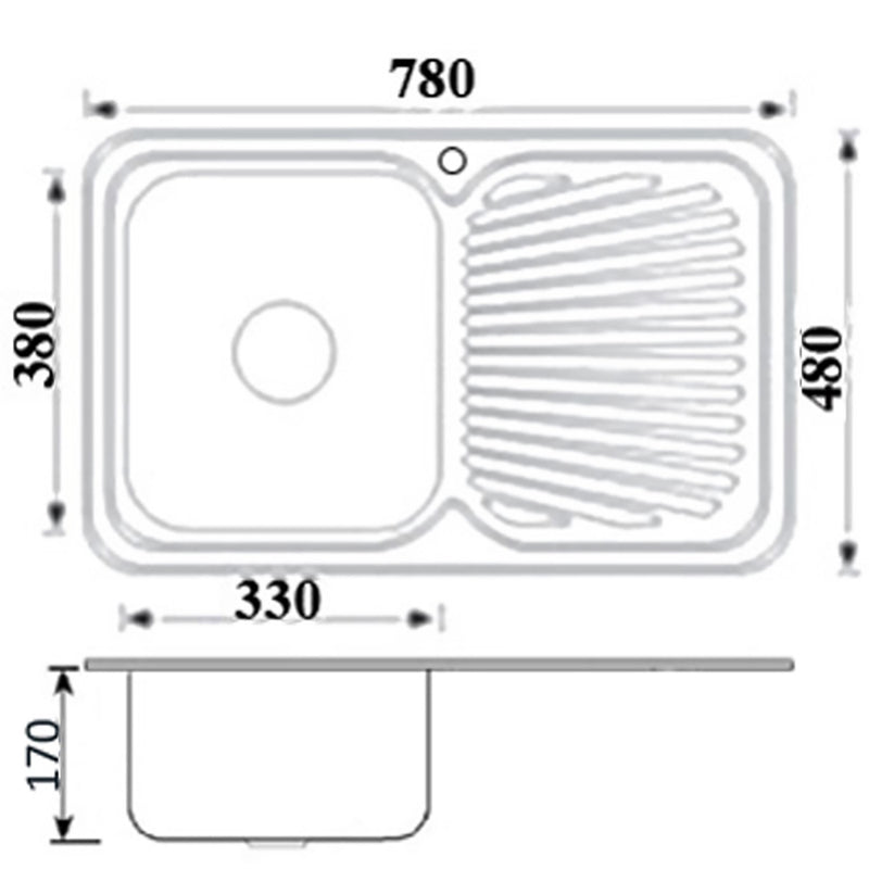 Cora Single Bowl & Single Drainer Kitchen Sink 780 x 480mm P780LHB