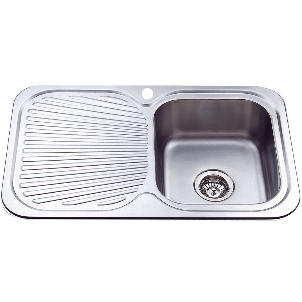 Cora Single Bowl & Single Drainer Kitchen Sink 780 x 480mm P780RHB - Bathroom Hub