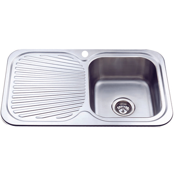 Cora Single Bowl & Single Drainer Kitchen Sink 780 x 480mm P780RHB