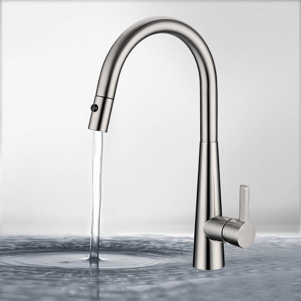 Otus Lux Pull-Out Kitchen And Laundry Sink Mixer Brushed Nickel PC1017LF-BN - Bathroom Hub