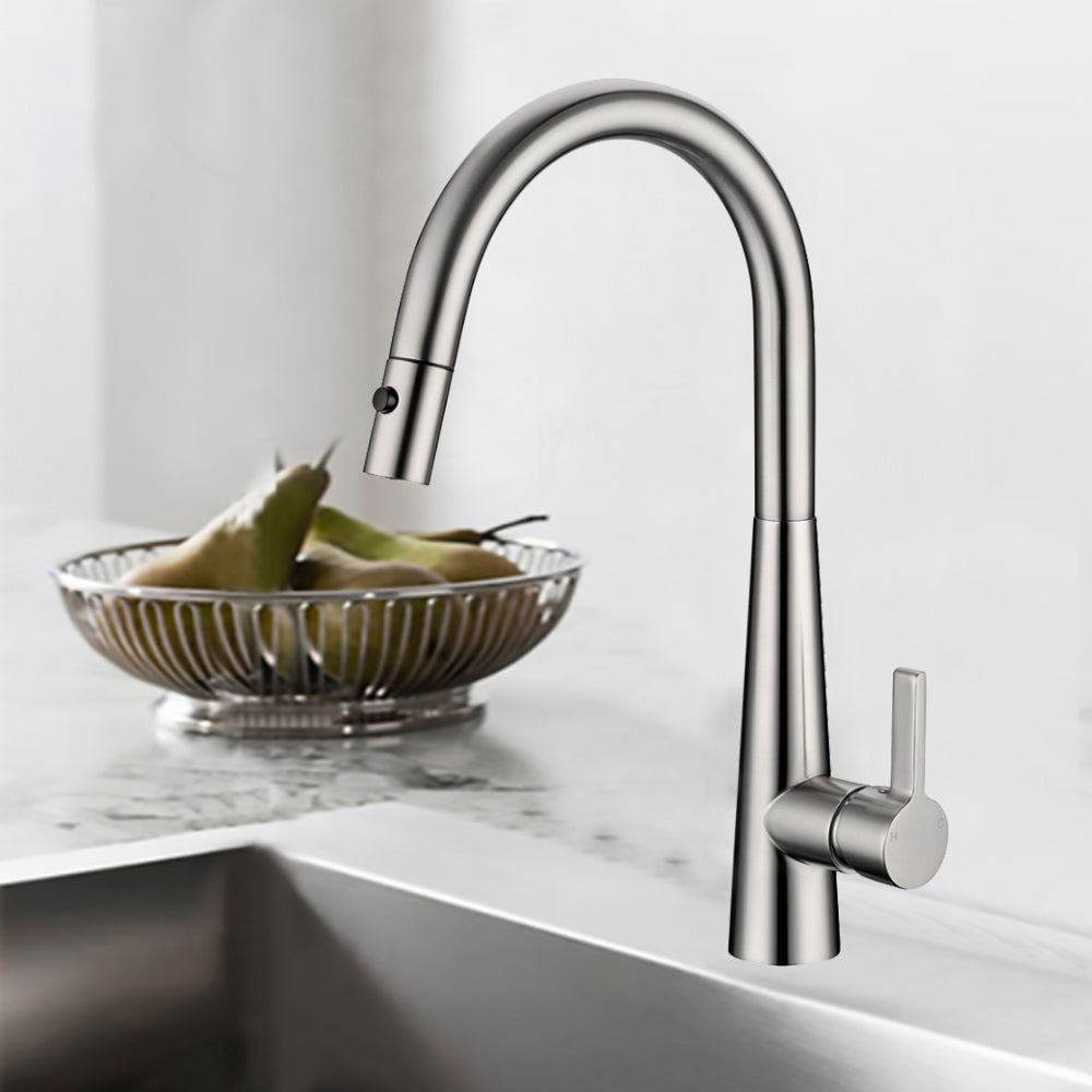 Otus Lux Pull-Out Kitchen And Laundry Sink Mixer Brushed Nickel PC1017LF-BN - Bathroom Hub