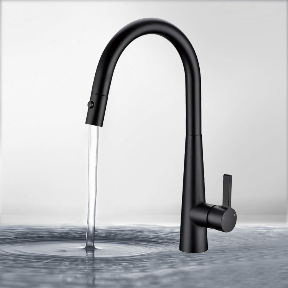 Otus Lux Pull-Out Kitchen And Laundry Sink Mixer Matte Black - PC1017LF-B - Bathroom Hub