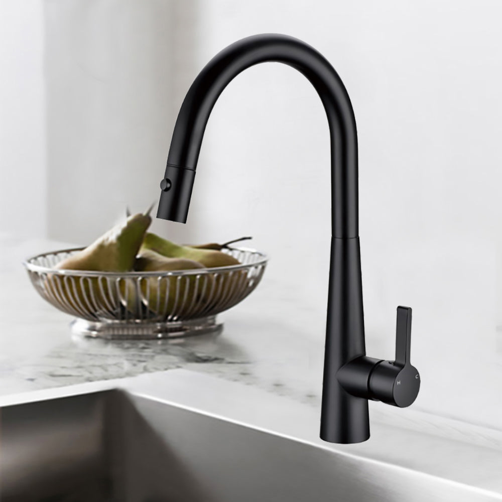 Otus Lux Pull-Out Kitchen And Laundry Sink Mixer Matte Black - PC1017LF-B - Bathroom Hub