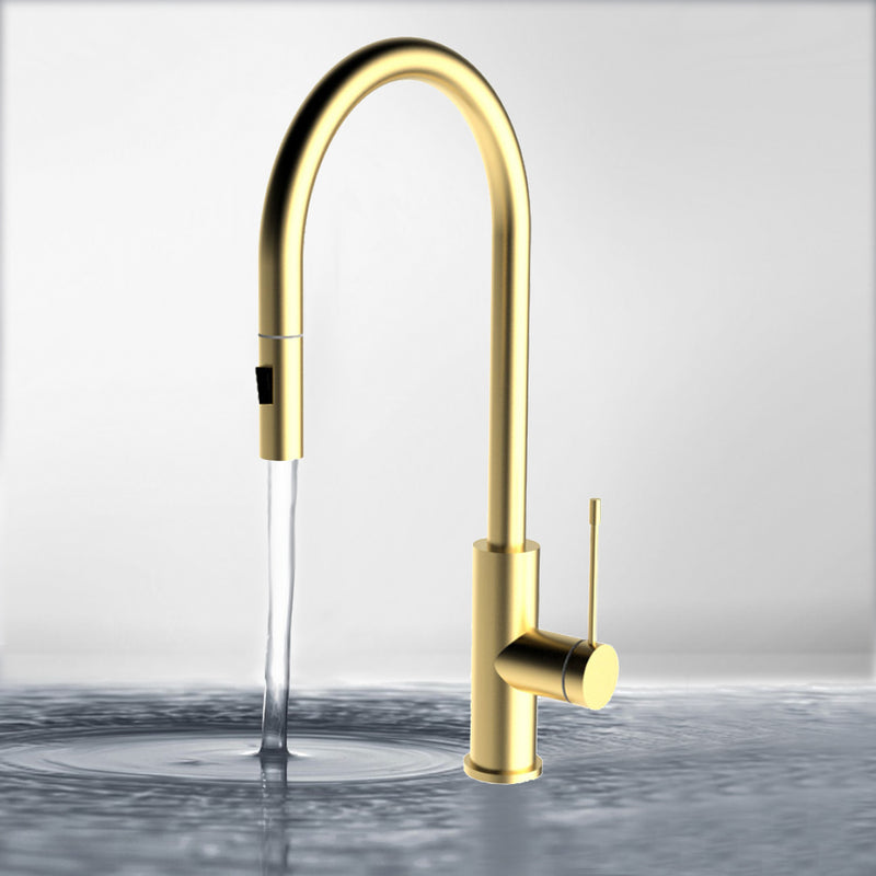 Aziz-II Sink Mixer Pull Out Brushed Gold