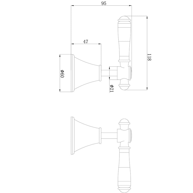 Vintage Wall Top Assemblies in Brushed Nickel [PCK90NZ02-BN]