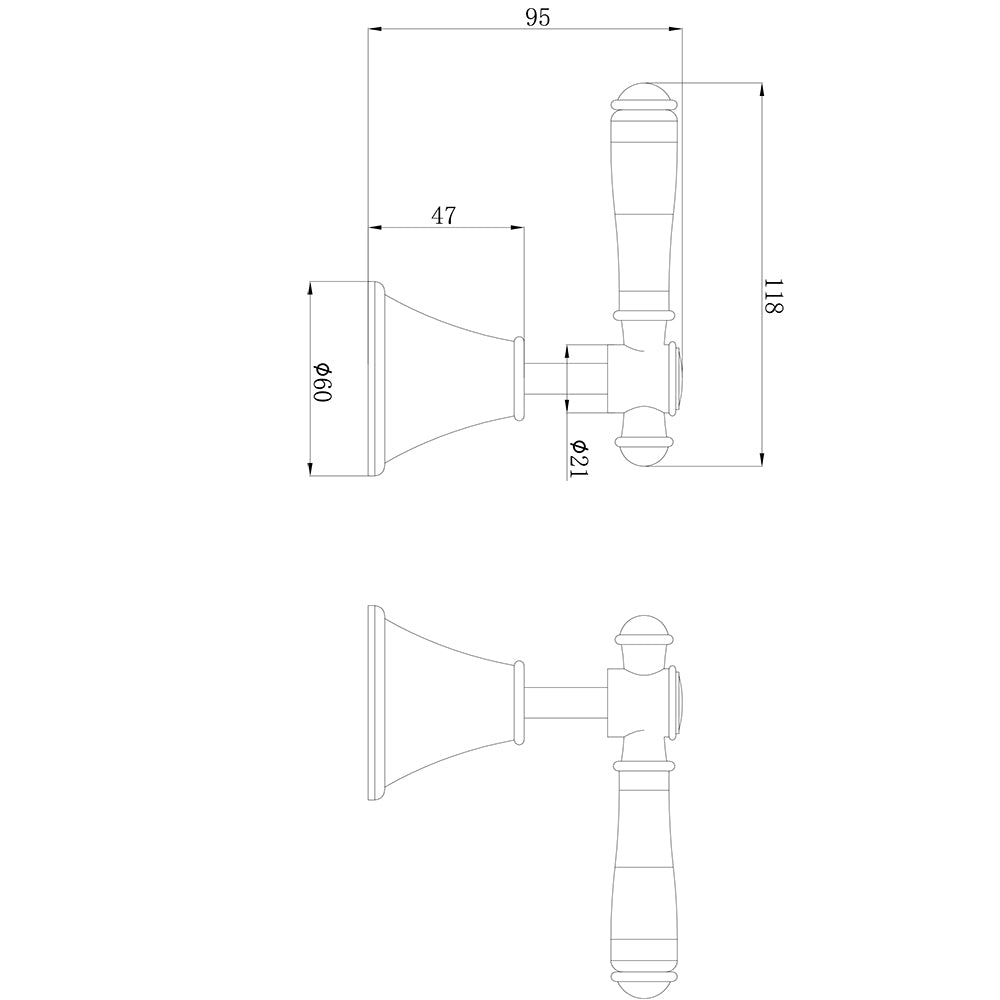 Clasico Vintage Wall Top Assemblies Ceramic Handle - PCK90NZ02ALF - Bathroom Hub