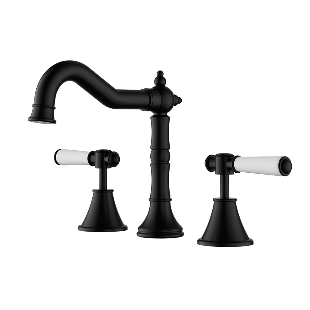 Clasico Vintage Basin Set Ceramic Handle in Matt Black - PCK90NZ04ALF-