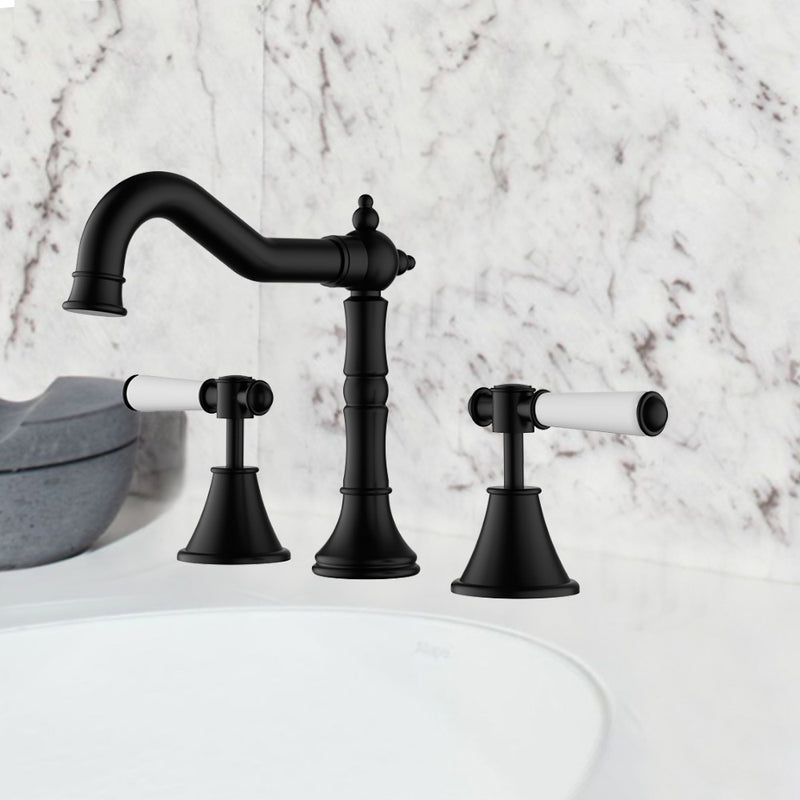 Vintage Basin Set Ceramic Handle in Matt Black [PCK90NZ04A-MB]