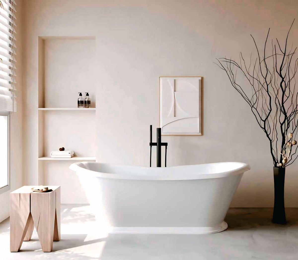 1700mm Hampton Matt White Freestanding Bath 5044-1700MW - Bathroom Hub