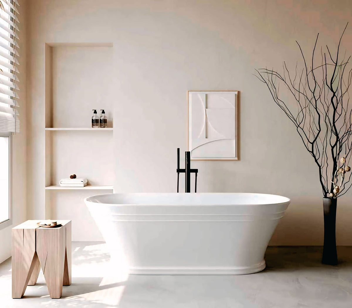 1500mm Hampton Matt White Freestanding Bath 5045-1500mm - Bathroom Hub