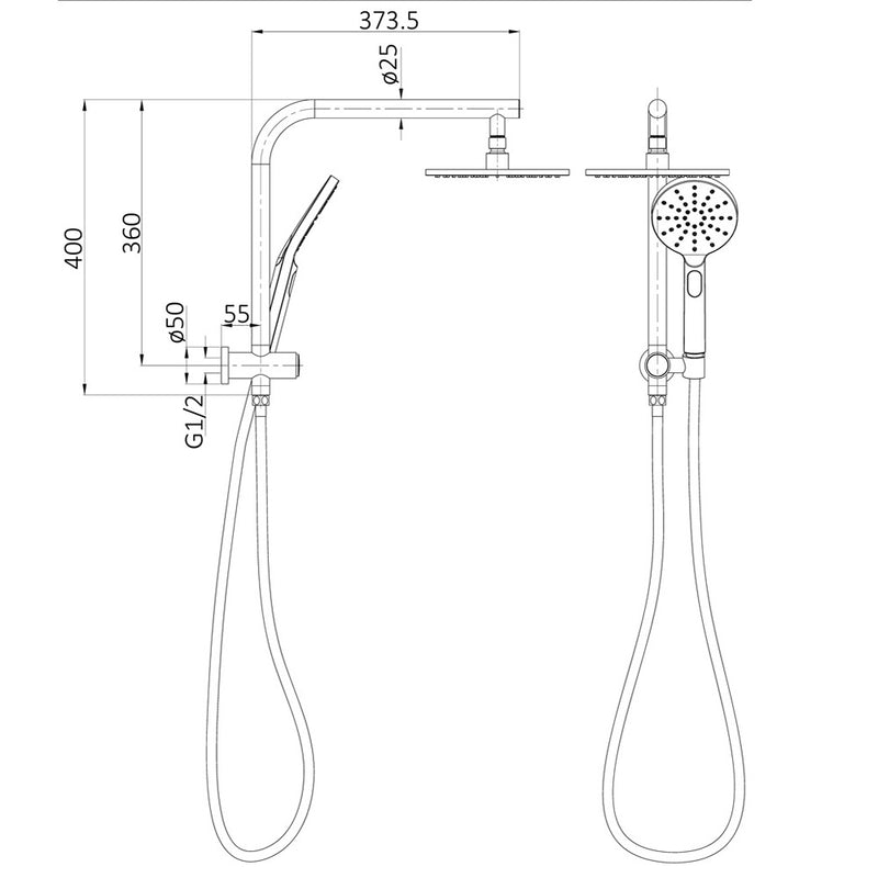 Regal Mini Multi-function Shower Set Matt Black PHC313031R-B