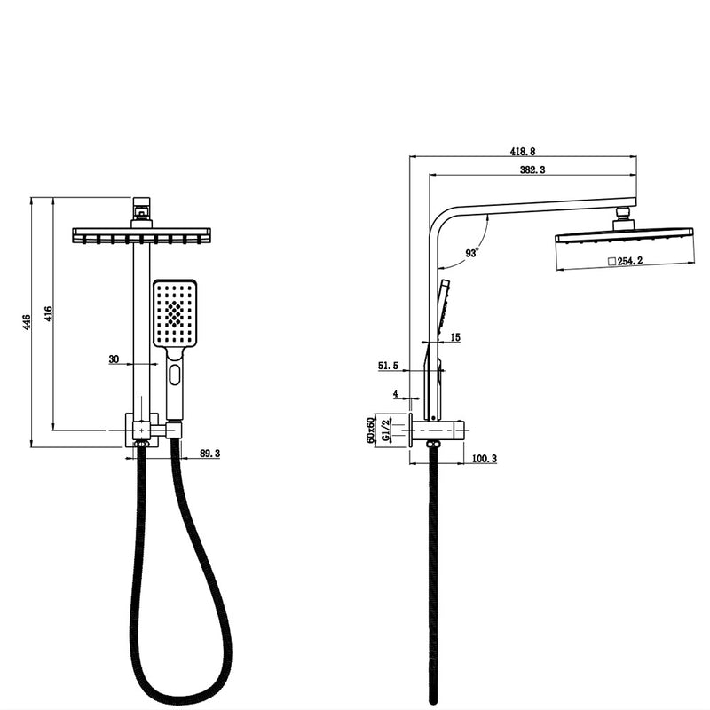 Sando Mini Multi-function Shower Set Matt Black PHC313032S-B