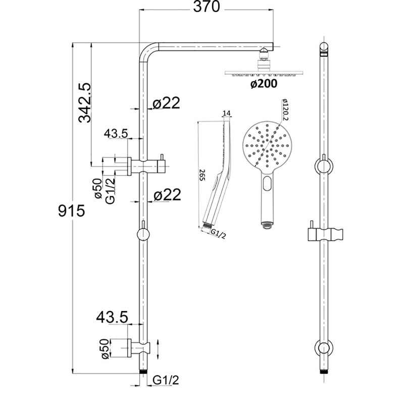 Cora Multifunction Shower Set Brushed Gold PHC4502R-BG