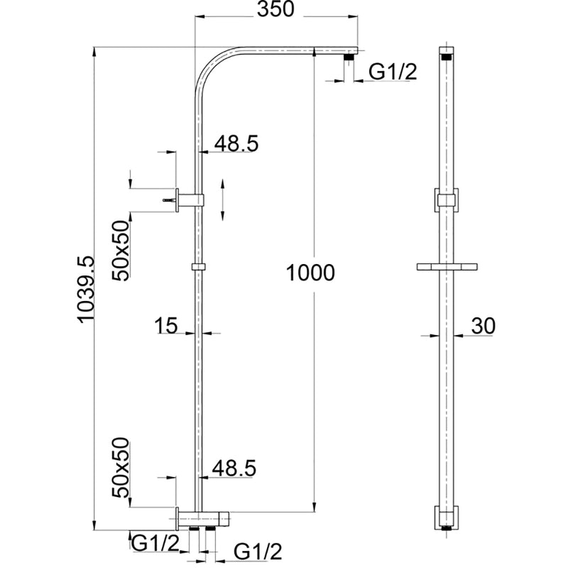 Eden Multifunction Shower Set with Two Hoses PHC7111S-B