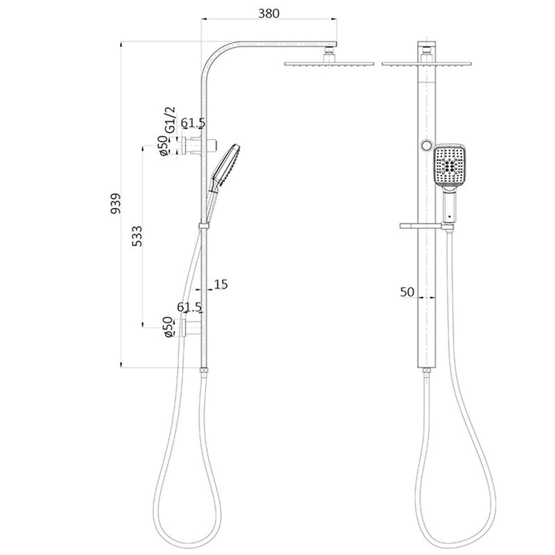 Sando Multi-function Shower Set Matt Black PHC74167S-B