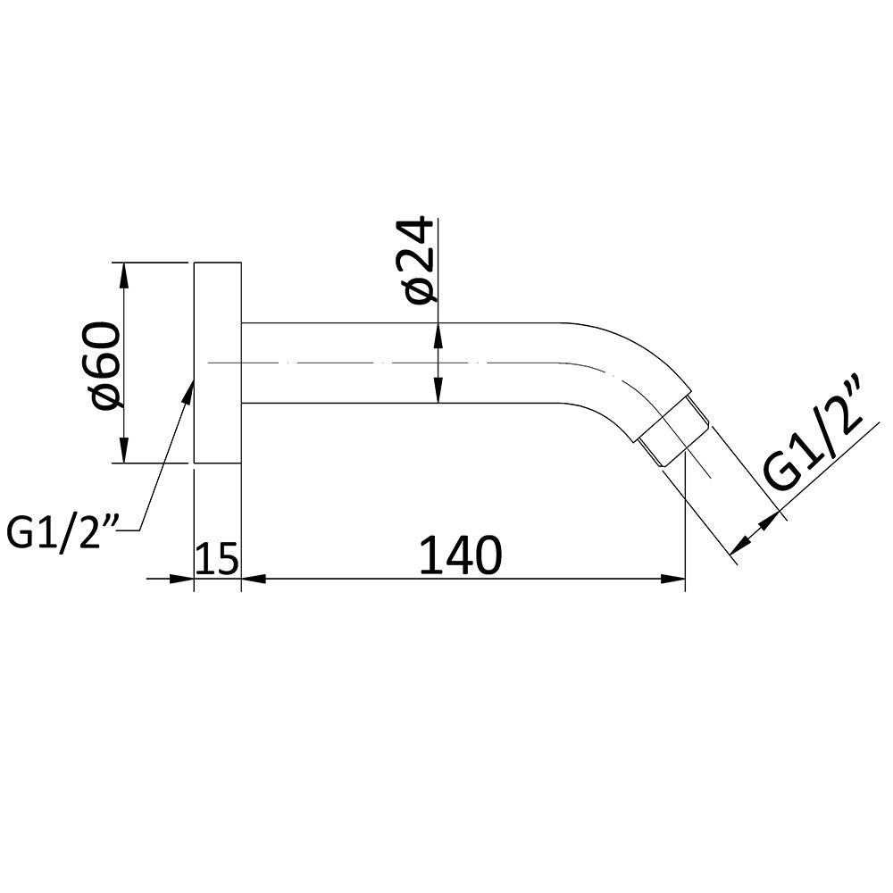Round Shower Arm PHD1003A - Bathroom Hub