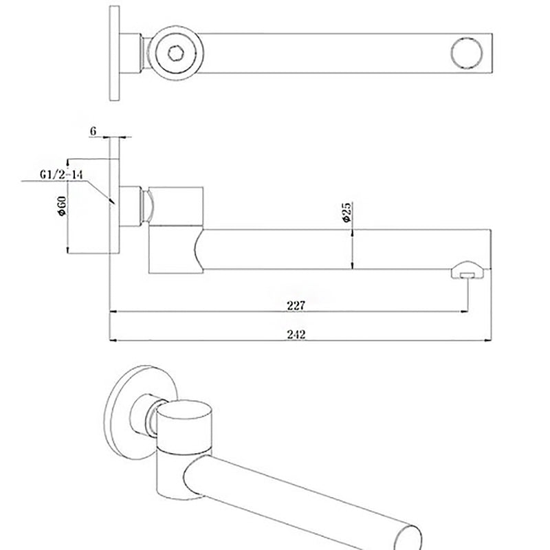 Otus Swivel Bath Spout Brushed Gold