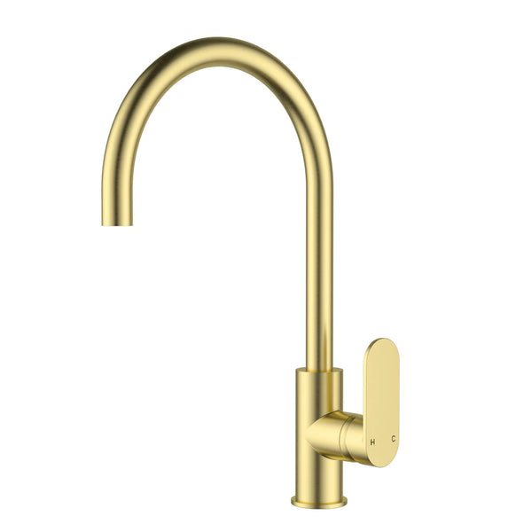 Sora Gooseneck Sink Mixer 397mm Brushed Gold PLB1001BG