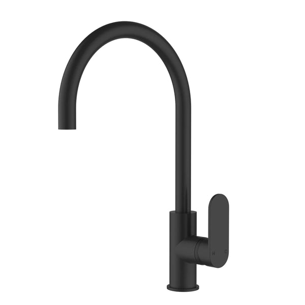 Sora Gooseneck Sink Mixer 397mm Matt Black PLB1001MB