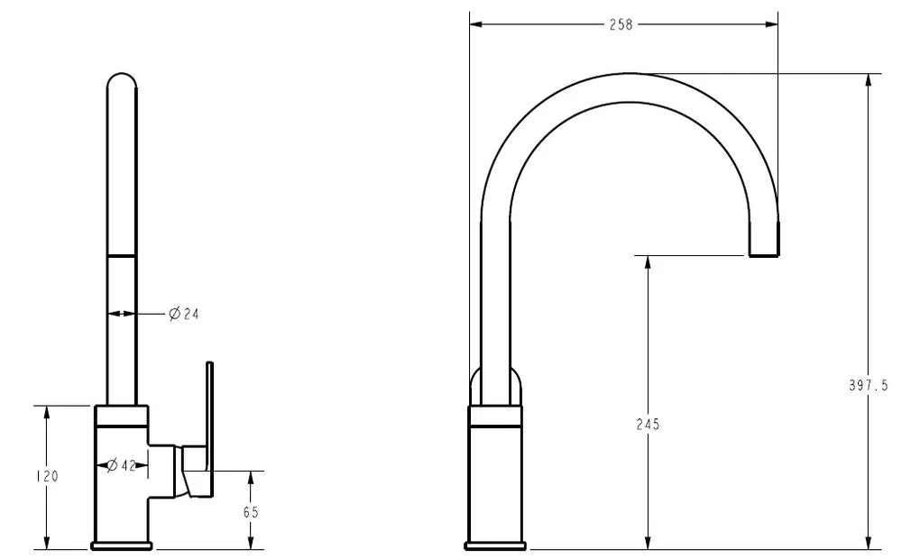 Sora Gooseneck Sink Mixer 397mm Stainless Steel PLB1001SS - Bathroom Hub