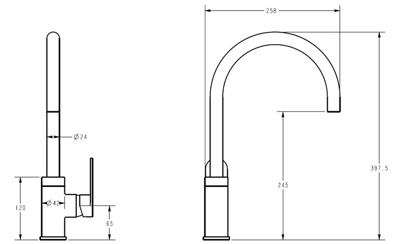 Sora Gooseneck Sink Mixer 397mm Stainless Steel PLB1001SS