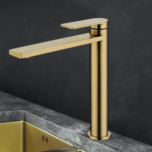 Sora High Rise Basin Mixer Brushed Gold PLB2002BG