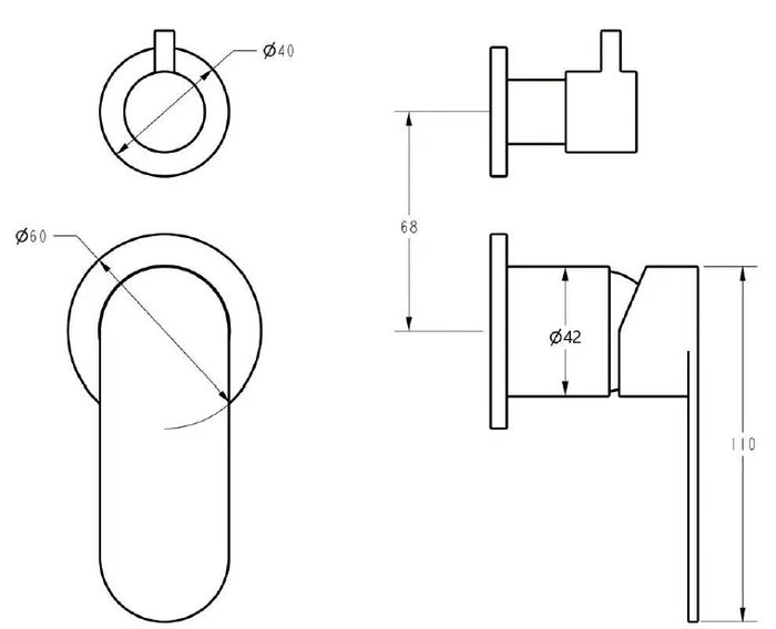 Sora Wall Mixer With Diverter Trim Kit Gunmetal PLB3002-TK-GM