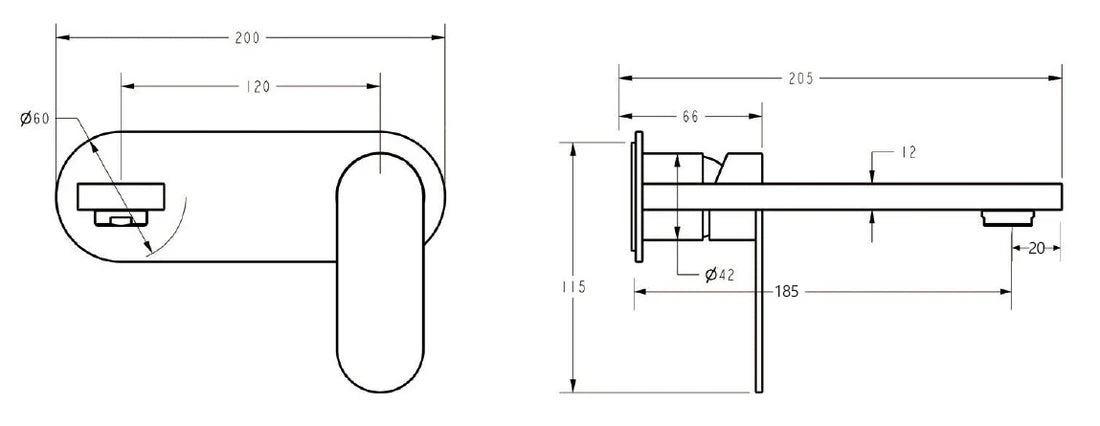 Sora Wall Basin Mixer Trim Kit With Body 200mm Gunmetal PLB3003-TK-GM