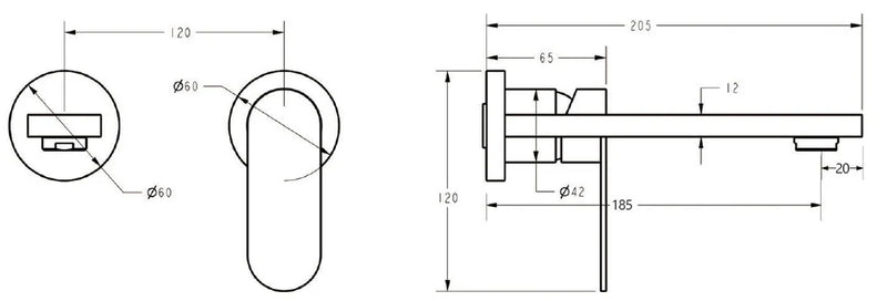 Wall Basin Mixer Trim Kits With Separate Back Plate Brushed Gold PLB3004-TK-BG