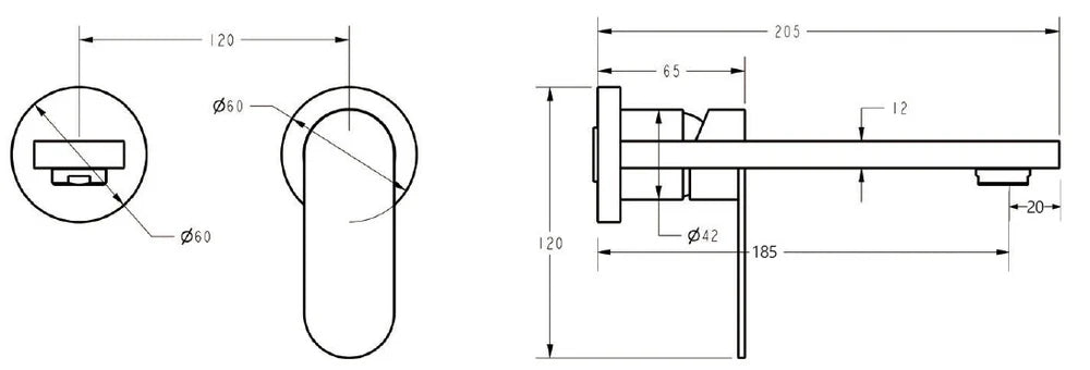 Wall Basin Mixer Trim Kits With Separate Back Plate Chrome PLB3004-TK-PC