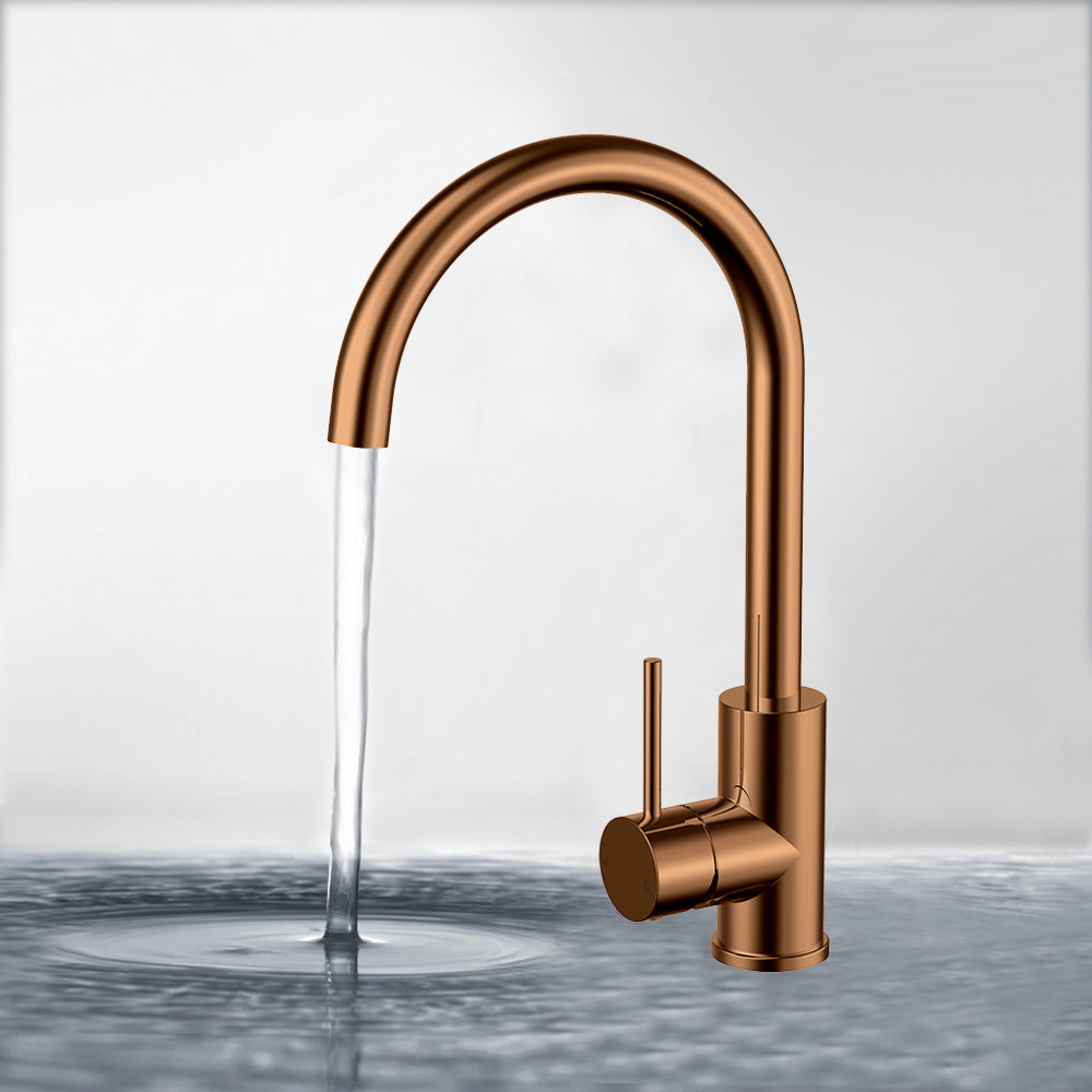 Otus Slimline Stainless Steel Sink Mixer Brush Copper PLC1001SS-BC - Bathroom Hub