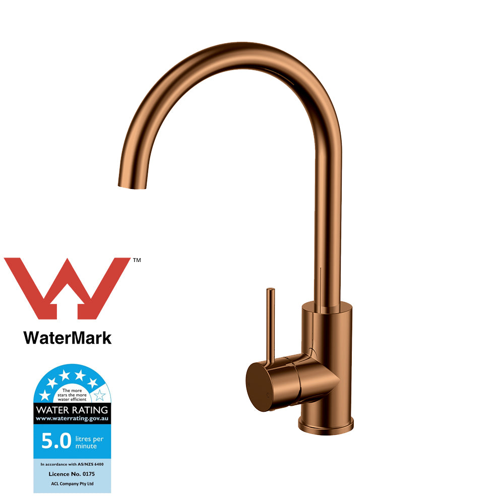 Otus Slimline Stainless Steel Sink Mixer Brush Copper PLC1001SS-BC - Bathroom Hub