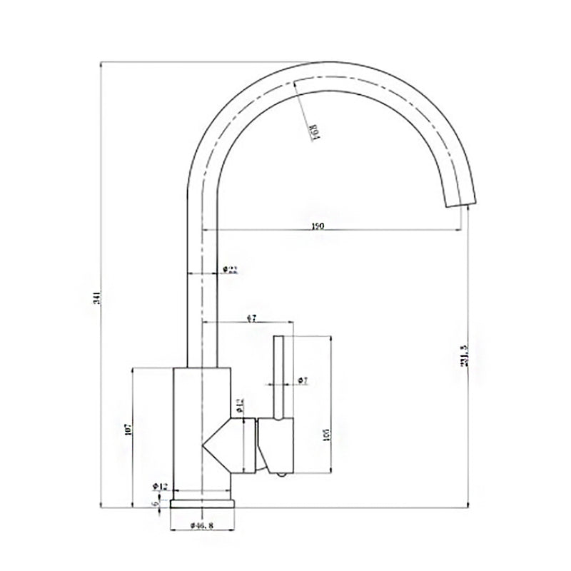 Otus Slimline Sink Mixer Gun Metal PLC1001SS-GM