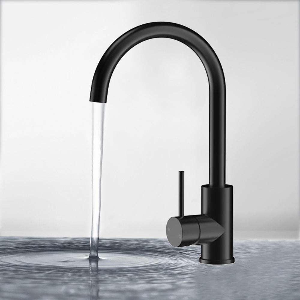 Otus Slimline Stainless Steel Sink Mixer Matte Black PLC1001SS-MB - Bathroom Hub