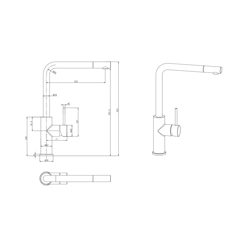 Otus Slimline Pull Out Sink Mixer Chrome PLC1018SS-CH