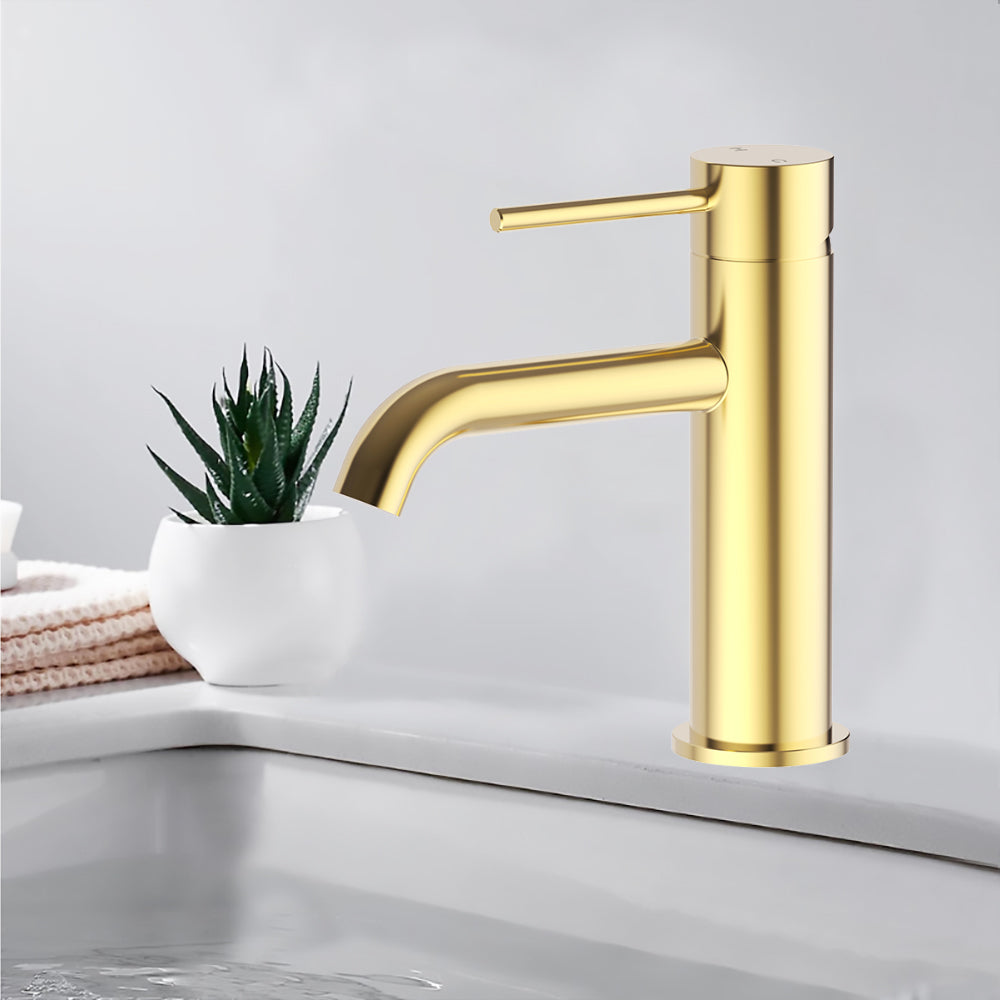 Otus Slimline SS Basin Mixer Brushed Gold PLC2001SS-BG - Bathroom Hub