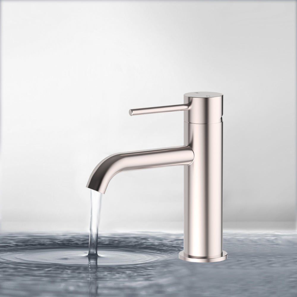 Otus Slimline SS Basin Mixer Curved Spout - PLC2001SS - Bathroom Hub
