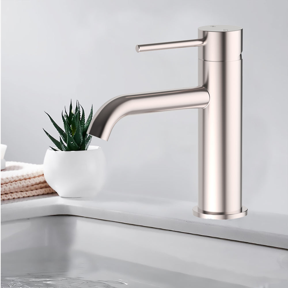 Otus Slimline SS Basin Mixer Curved Spout - PLC2001SS - Bathroom Hub