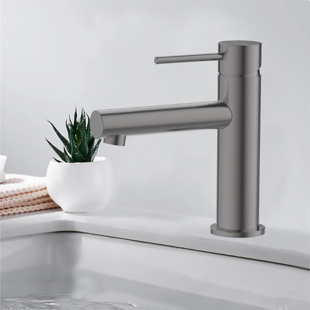 Otus Slimline SS Basin Mixer in Gun Metal PLC2003SS-GM - Bathroom Hub