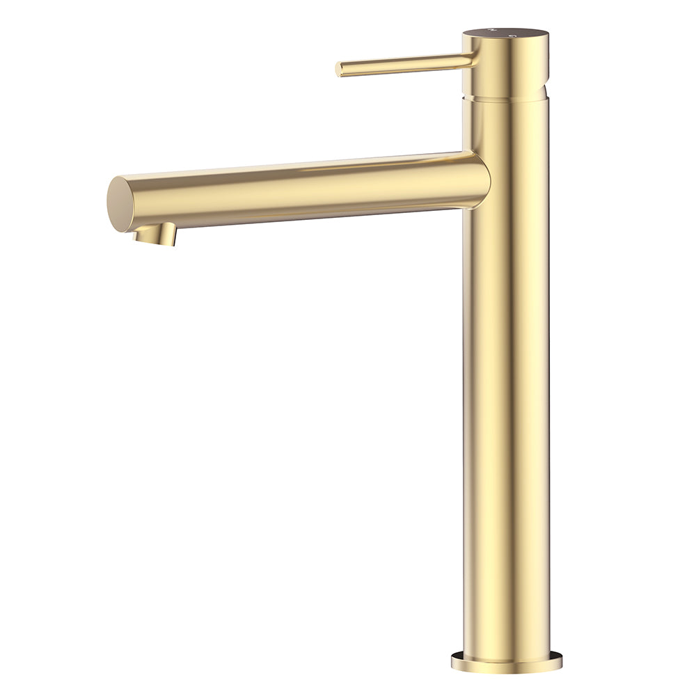Otus Slimline SS Highrise Basin Mixer Brushed Gold - PLC2004SS-BG