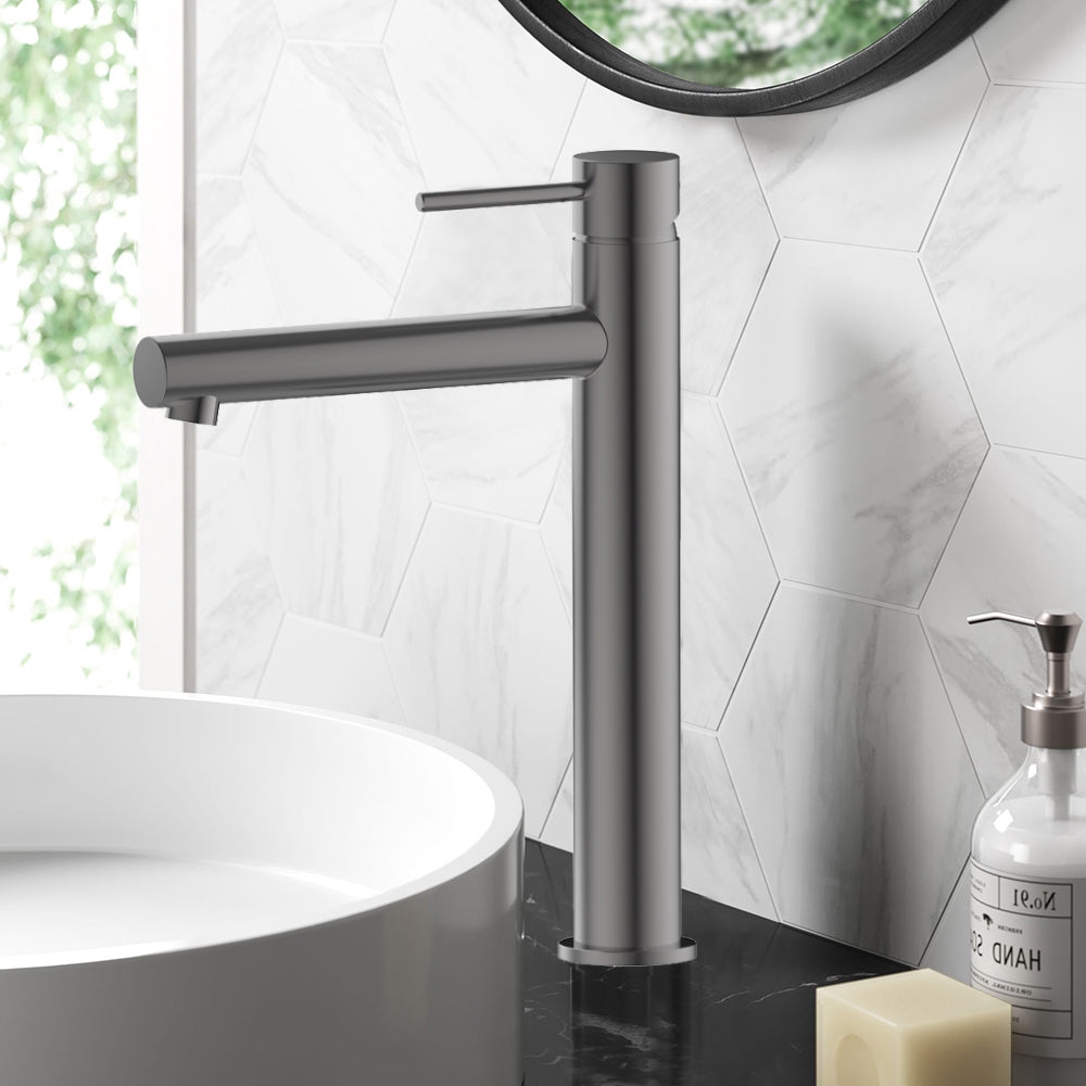 Otus Slimline SS Highrise Basin Mixer Gun Metal PLC2004SS-GM