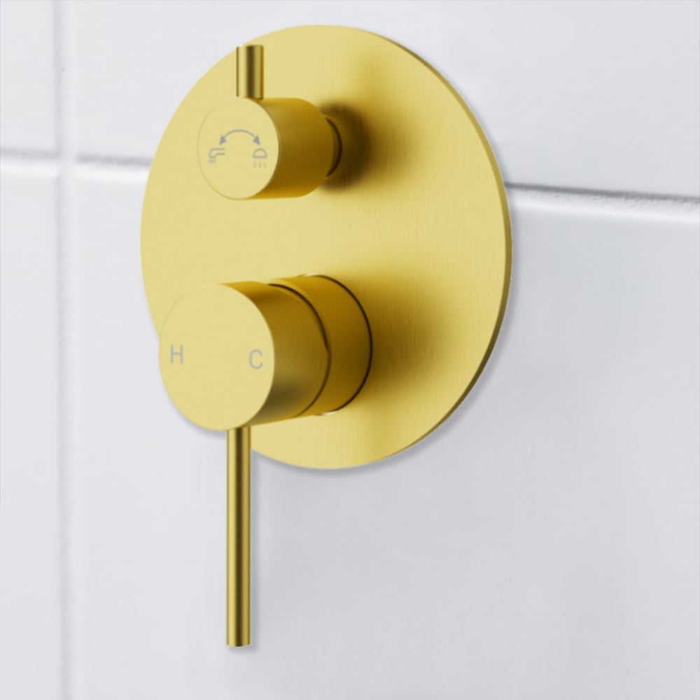 Otus Slimline SS Wall Diverter Mixer Trim Kits Brushed Gold- PLC3002SS-TK-BG - Bathroom Hub