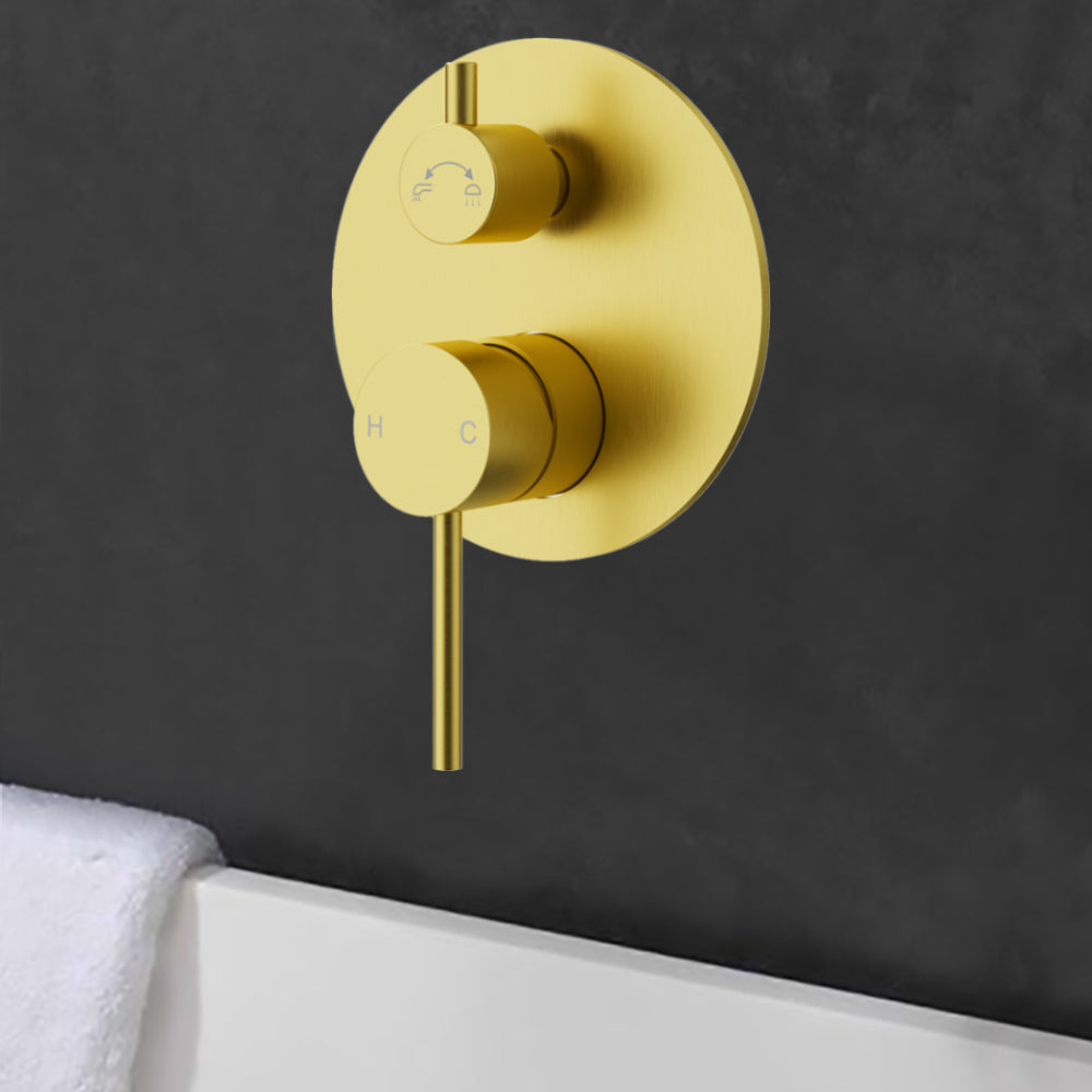 Otus Slimline SS Wall Diverter Mixer Trim Kits Brushed Gold- PLC3002SS-TK-BG - Bathroom Hub