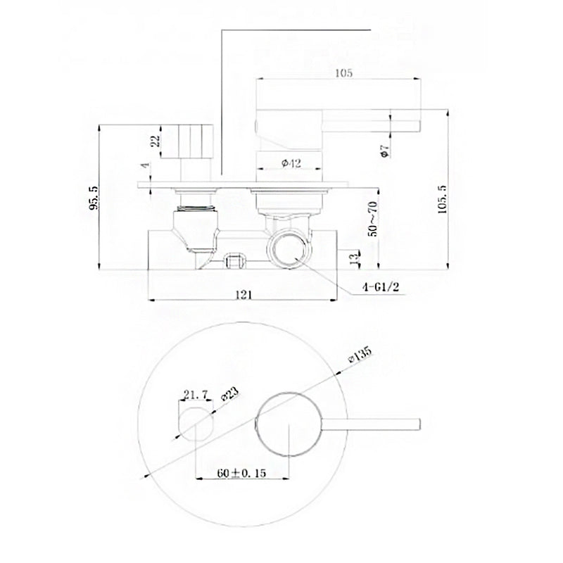 Otus Slimline SS Wall Diverter Mixer Trim Kits Gun Metal- PLC3002SS-TK-GM
