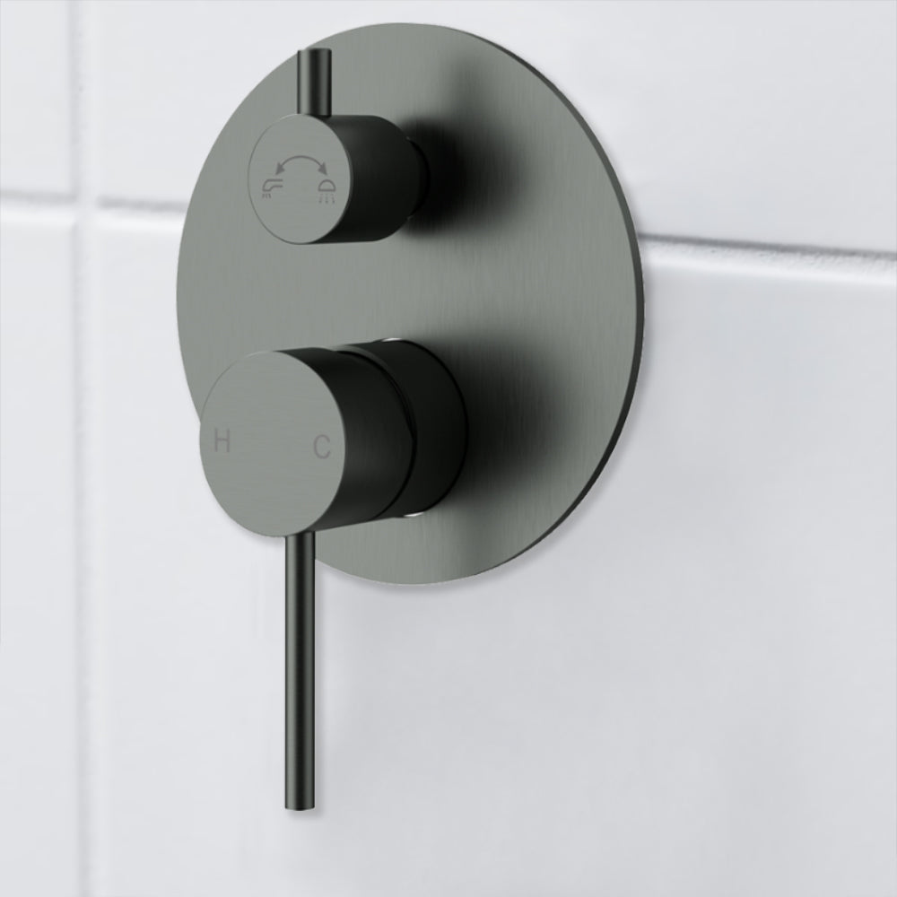 Otus Slimline SS Wall Diverter Mixer Trim Kits Gun Metal- PLC3002SS-TK-GM - Bathroom Hub